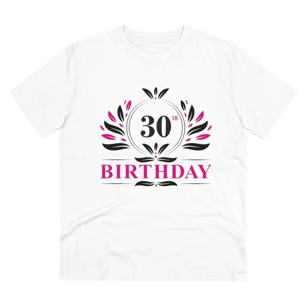 Men's PC Cotton 30th Birthday Printed T Shirt (Color: White, Thread Count: 180GSM) - White, 0.25, Striped, L