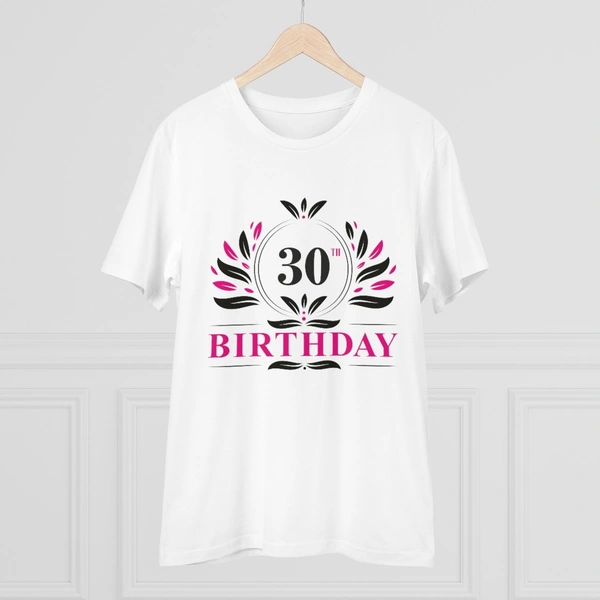 Men's PC Cotton 30th Birthday Printed T Shirt (Color: White, Thread Count: 180GSM) - White, 0.25, Striped, L