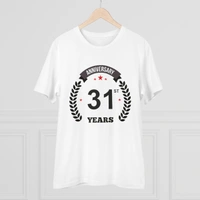 Men's PC Cotton 31st Anniversary Printed T Shirt (Color: White, Thread Count: 180GSM) - White, 0.25, Printed, M