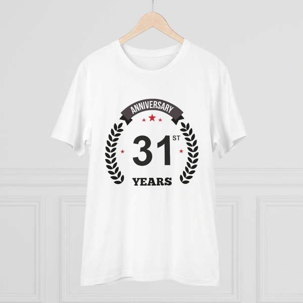 Men's PC Cotton 31st Anniversary Printed T Shirt (Color: White, Thread Count: 180GSM) - White, 0.25, Printed, M