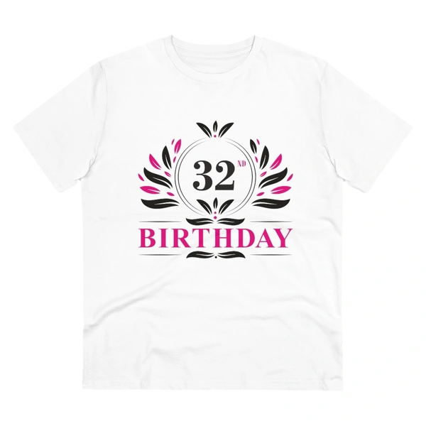 Men's PC Cotton 32nd Birthday Printed T Shirt (Color: White, Thread Count: 180GSM) - White, 0.25, Printed, S