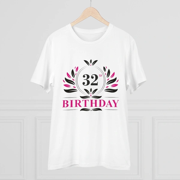 Men's PC Cotton 32nd Birthday Printed T Shirt (Color: White, Thread Count: 180GSM) - White, 0.25, Printed, S