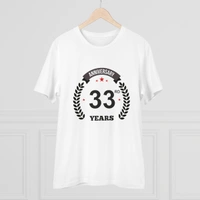 Men's PC Cotton 33rd Anniversary Printed T Shirt (Color: White, Thread Count: 180GSM) - White, 0.25, Checked, L