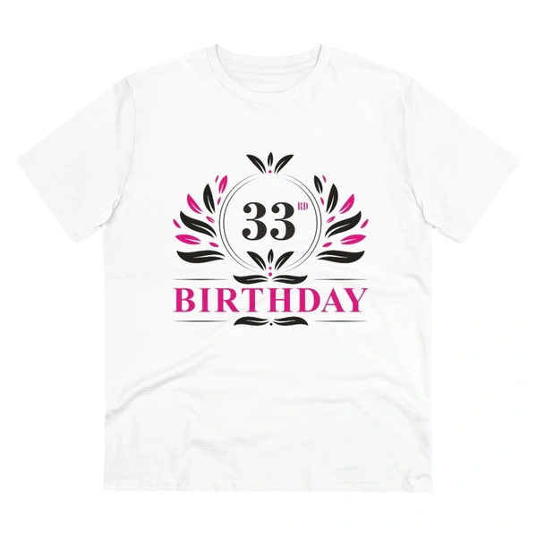 Men's PC Cotton 33rd Birthday Printed T Shirt (Color: White, Thread Count: 180GSM) - White, 0.25, Printed, XL