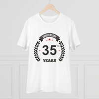 Men's PC Cotton 35th Anniversary Printed T Shirt (Color: White, Thread Count: 180GSM) - White, 0.25, Striped, XL