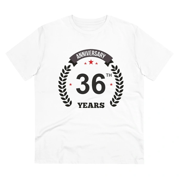 Men's PC Cotton 36th Anniversary Printed T Shirt (Color: White, Thread Count: 180GSM) - White, 0.25, Printed, M