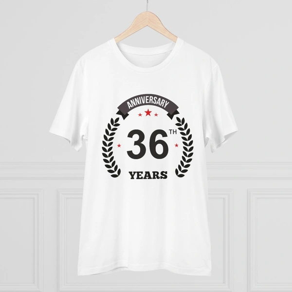 Men's PC Cotton 36th Anniversary Printed T Shirt (Color: White, Thread Count: 180GSM) - White, 0.25, Printed, M