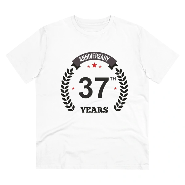 Men's PC Cotton 37th Anniversary Printed T Shirt (Color: White, Thread Count: 180GSM) - White, 0.25, Printed, XL