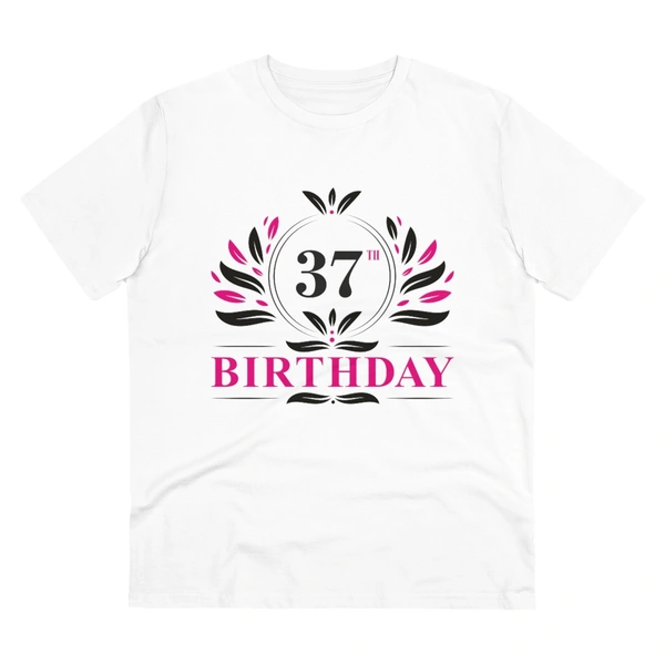 Men's PC Cotton 37th Birthday Printed T Shirt (Color: White, Thread Count: 180GSM) - White, 0.25, Printed, M