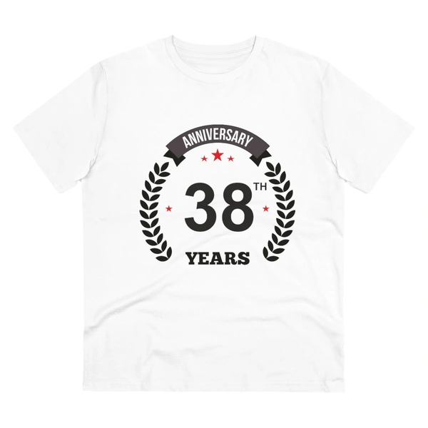 Men's PC Cotton 38th Anniversary Printed T Shirt (Color: White, Thread Count: 180GSM) - White, 0.25, Printed, S