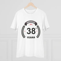 Men's PC Cotton 38th Anniversary Printed T Shirt (Color: White, Thread Count: 180GSM) - White, 0.25, Printed, S