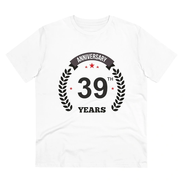 Men's PC Cotton 39th Anniversary Printed T Shirt (Color: White, Thread Count: 180GSM) - White, 0.25, Printed, 2XL