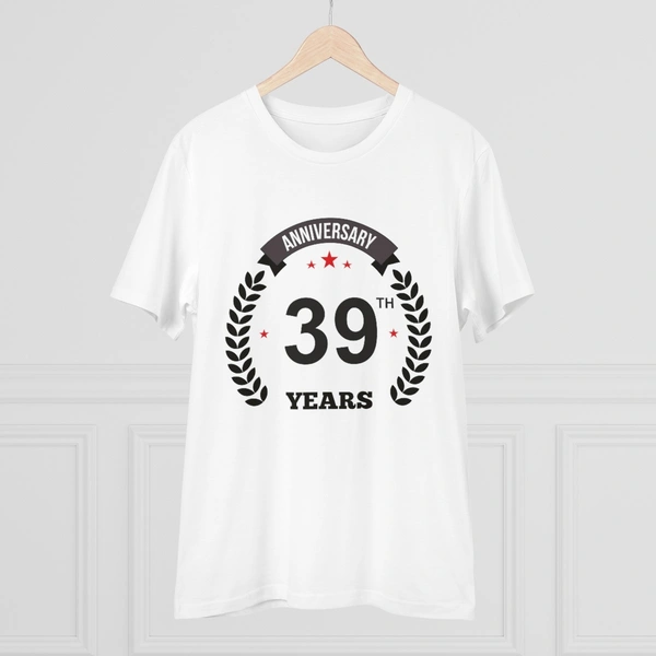 Men's PC Cotton 39th Anniversary Printed T Shirt (Color: White, Thread Count: 180GSM) - White, 0.25, Printed, 2XL