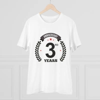 Men's PC Cotton 3rd Anniversary Printed T Shirt (Color: White, Thread Count: 180GSM) - White, 0.25, Color Block, M