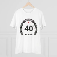 Men's PC Cotton 40th Anniversary Printed T Shirt (Color: White, Thread Count: 180GSM) - White, 0.25, Printed, S