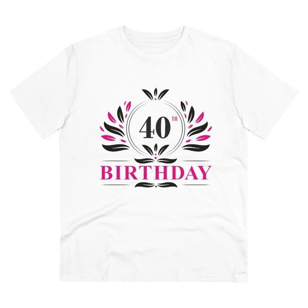 Men's PC Cotton 40th Birthday Printed T Shirt (Color: White, Thread Count: 180GSM) - White, 0.25, Printed, M