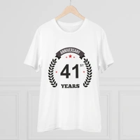 Men's PC Cotton 41st Anniversary Printed T Shirt (Color: White, Thread Count: 180GSM) - White, 0.25, Printed, M