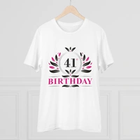 Men's PC Cotton 41st Birthday Printed T Shirt (Color: White, Thread Count: 180GSM) - White, 0.25, Printed, L
