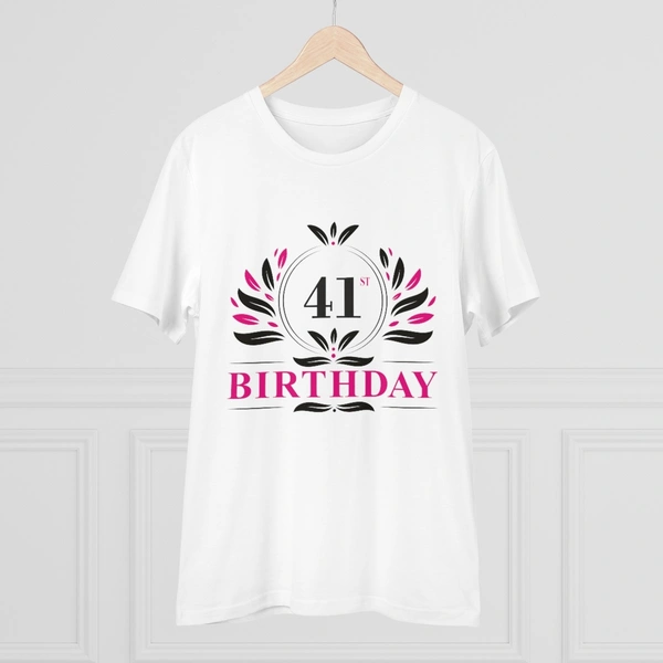Men's PC Cotton 41st Birthday Printed T Shirt (Color: White, Thread Count: 180GSM) - White, 0.25, Printed, L
