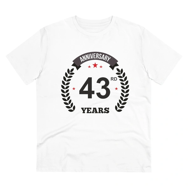 Men's PC Cotton 43rd Anniversary Printed T Shirt (Color: White, Thread Count: 180GSM) - White, 0.25, Printed, 2XL