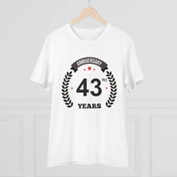 Men's PC Cotton 43rd Anniversary Printed T Shirt (Color: White, Thread Count: 180GSM) - White, 0.25, Printed, 2XL