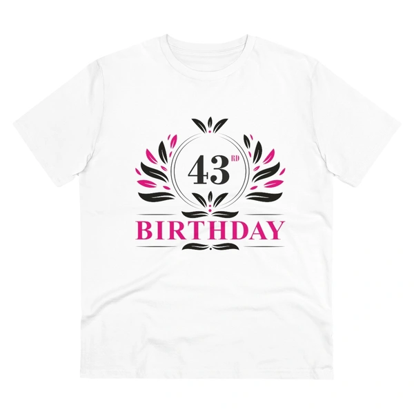 Men's PC Cotton 43rd Birthday Printed T Shirt (Color: White, Thread Count: 180GSM) - White, 0.25, Printed, S
