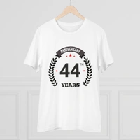 Men's PC Cotton 44th Anniversary Printed T Shirt (Color: White, Thread Count: 180GSM) - White, 0.25, Striped, L