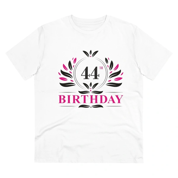 Men's PC Cotton 44th Birthday Printed T Shirt (Color: White, Thread Count: 180GSM) - White, 0.25, Printed, S