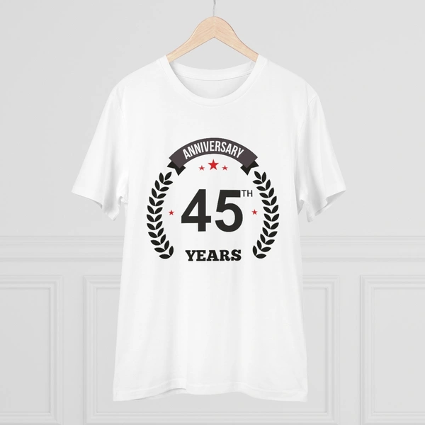 Men's PC Cotton 45th Anniversary Printed T Shirt (Color: White, Thread Count: 180GSM) - White, 0.25, Printed, S