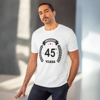Men's PC Cotton 45th Anniversary Printed T Shirt (Color: White, Thread Count: 180GSM) - White, 0.25, Printed, S