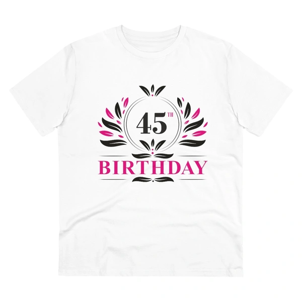 Men's PC Cotton 45th Birthday Printed T Shirt (Color: White, Thread Count: 180GSM) - White, 0.25, Printed, S