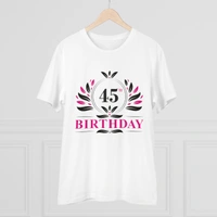 Men's PC Cotton 45th Birthday Printed T Shirt (Color: White, Thread Count: 180GSM) - White, 0.25, Printed, S