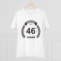 Men's PC Cotton 46th Anniversary Printed T Shirt (Color: White, Thread Count: 180GSM) - White, 0.25, Striped, 2XL