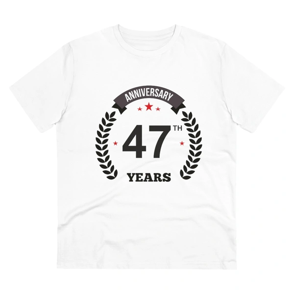 Men's PC Cotton 47th Anniversary Printed T Shirt (Color: White, Thread Count: 180GSM) - White, 0.25, Printed, 2XL