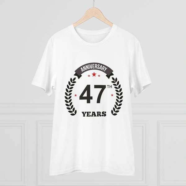 Men's PC Cotton 47th Anniversary Printed T Shirt (Color: White, Thread Count: 180GSM) - White, 0.25, Printed, 2XL