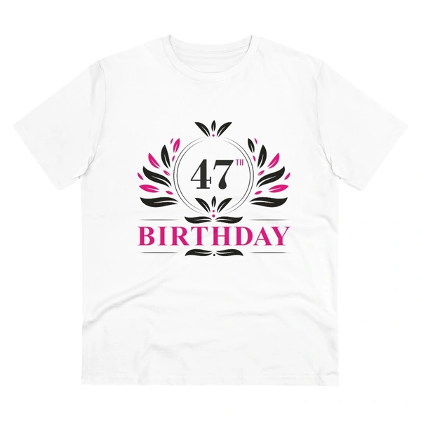 Men's PC Cotton 47th Birthday Printed T Shirt (Color: White, Thread Count: 180GSM) - White, 0.25, Casual, XL