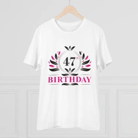 Men's PC Cotton 47th Birthday Printed T Shirt (Color: White, Thread Count: 180GSM) - White, 0.25, Casual, XL