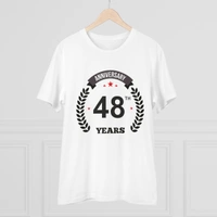 Men's PC Cotton 48th Anniversary Printed T Shirt (Color: White, Thread Count: 180GSM) - White, 0.25, Printed, L