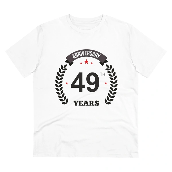 Men's PC Cotton 49th Anniversary Printed T Shirt (Color: White, Thread Count: 180GSM) - White, 0.25, Printed, L