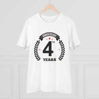 Men's PC Cotton 4th Anniversary Printed T Shirt (Color: White, Thread Count: 180GSM) - White, 0.25, Color Block, XL
