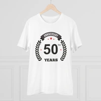Men's PC Cotton 50th Anniversary Printed T Shirt (Color: White, Thread Count: 180GSM) - White, 0.25, Printed, S