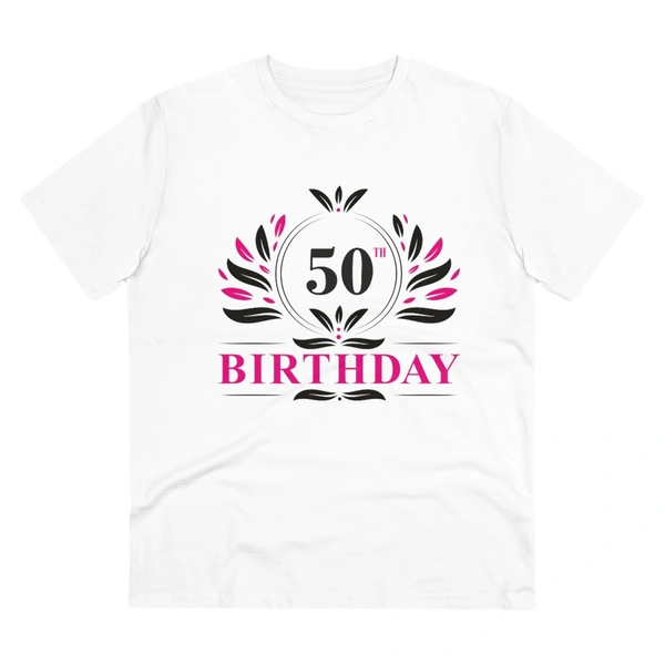 Men's PC Cotton 50th Birthday Printed T Shirt (Color: White, Thread Count: 180GSM) - White, 0.25, Casual, M