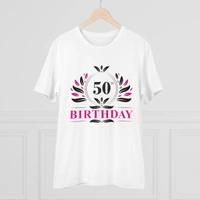 Men's PC Cotton 50th Birthday Printed T Shirt (Color: White, Thread Count: 180GSM) - White, 0.25, Casual, M