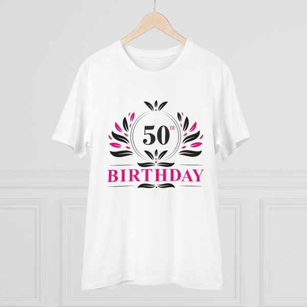 Men's PC Cotton 50th Birthday Printed T Shirt (Color: White, Thread Count: 180GSM) - White, 0.25, Casual, M