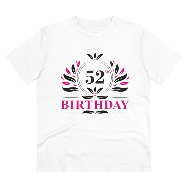Men's PC Cotton 52nd Birthday Printed T Shirt (Color: White, Thread Count: 180GSM) - White, 0.25, Semi Formal, S
