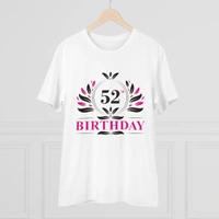 Men's PC Cotton 52nd Birthday Printed T Shirt (Color: White, Thread Count: 180GSM) - White, 0.25, Semi Formal, S
