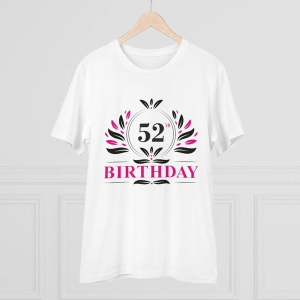 Men's PC Cotton 52nd Birthday Printed T Shirt (Color: White, Thread Count: 180GSM) - White, 0.25, Semi Formal, S
