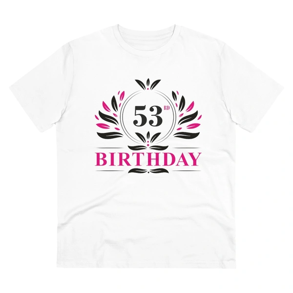 Men's PC Cotton 53rd Birthday Printed T Shirt (Color: White, Thread Count: 180GSM) - White, 0.25, Formal, 2XL