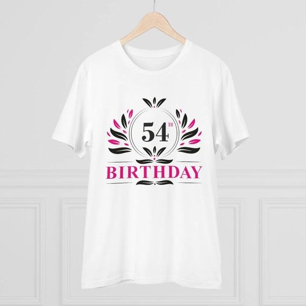 Men's PC Cotton 54th Birthday Printed T Shirt (Color: White, Thread Count: 180GSM) - White, 0.25, Casual, L