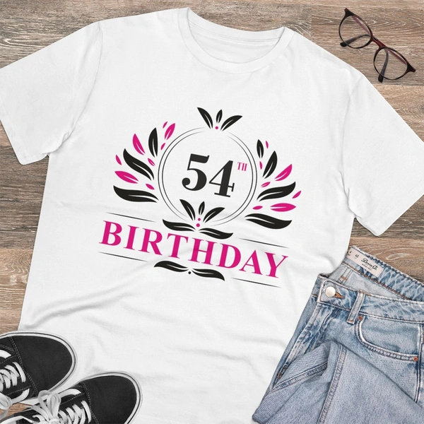 Men's PC Cotton 54th Birthday Printed T Shirt (Color: White, Thread Count: 180GSM) - White, 0.25, Casual, L